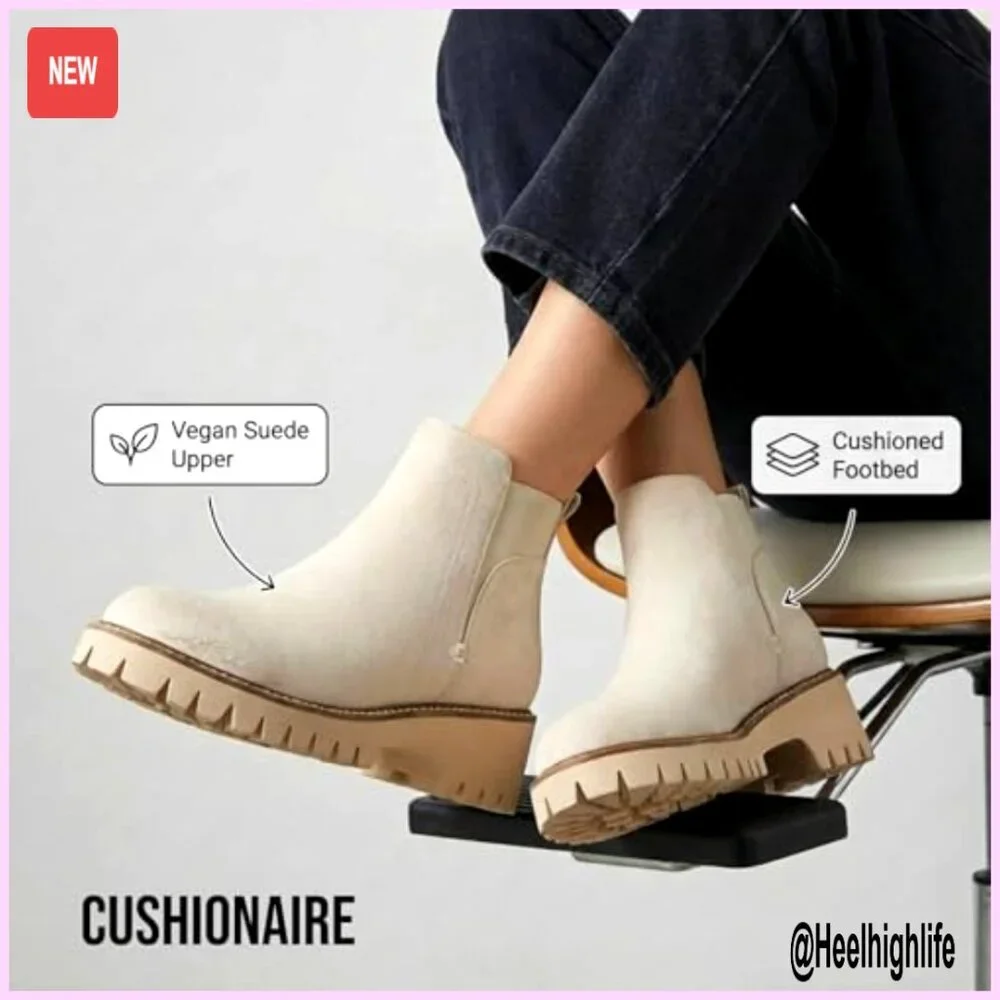 Pull-On Chelsea Ankle Boots with Lug Sole, Lightweight Vegan Suede